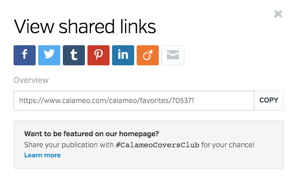 Favorites share link window